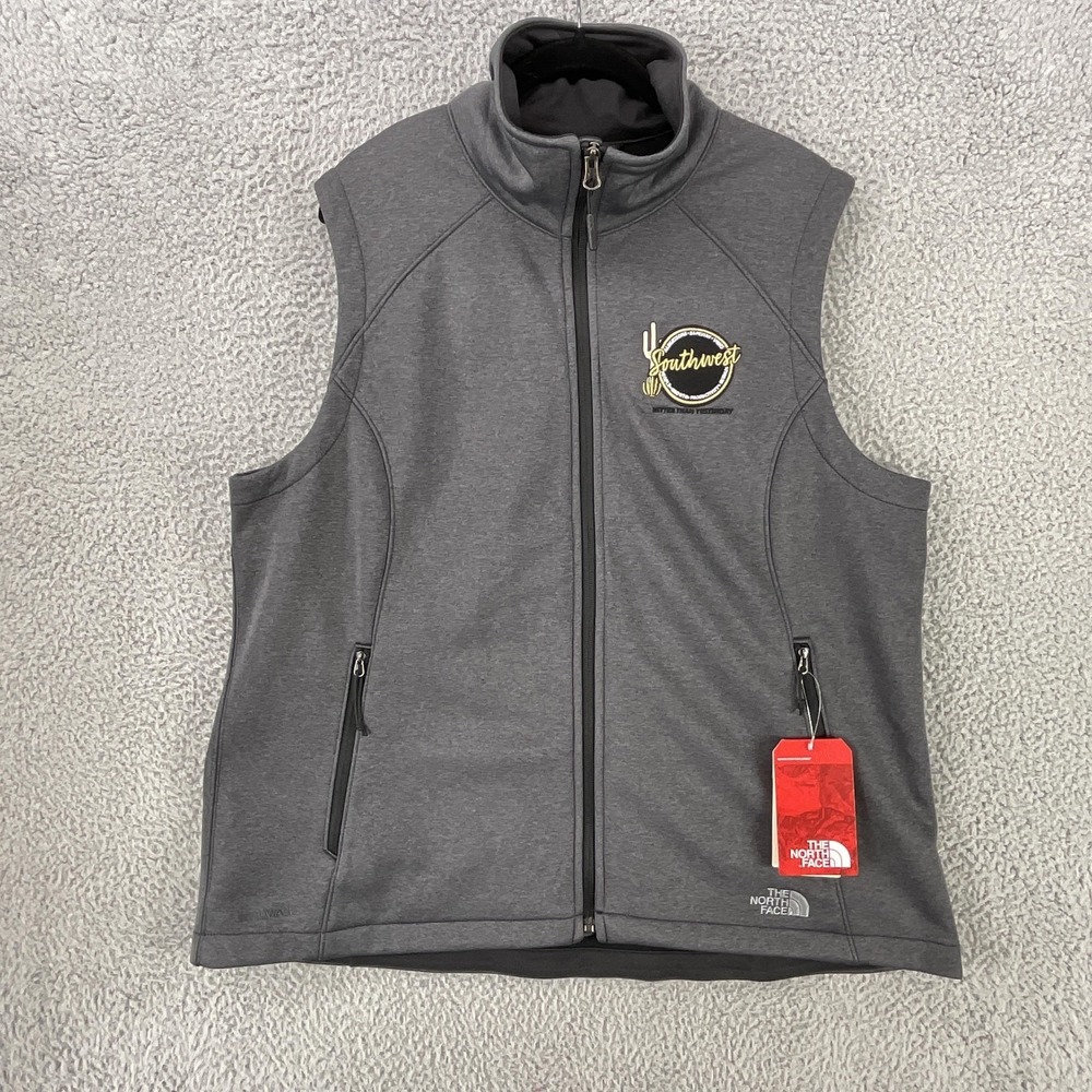 The North Face Vest Women XXL Gray WindWall Softshell Full Zip Pocket Embroidery